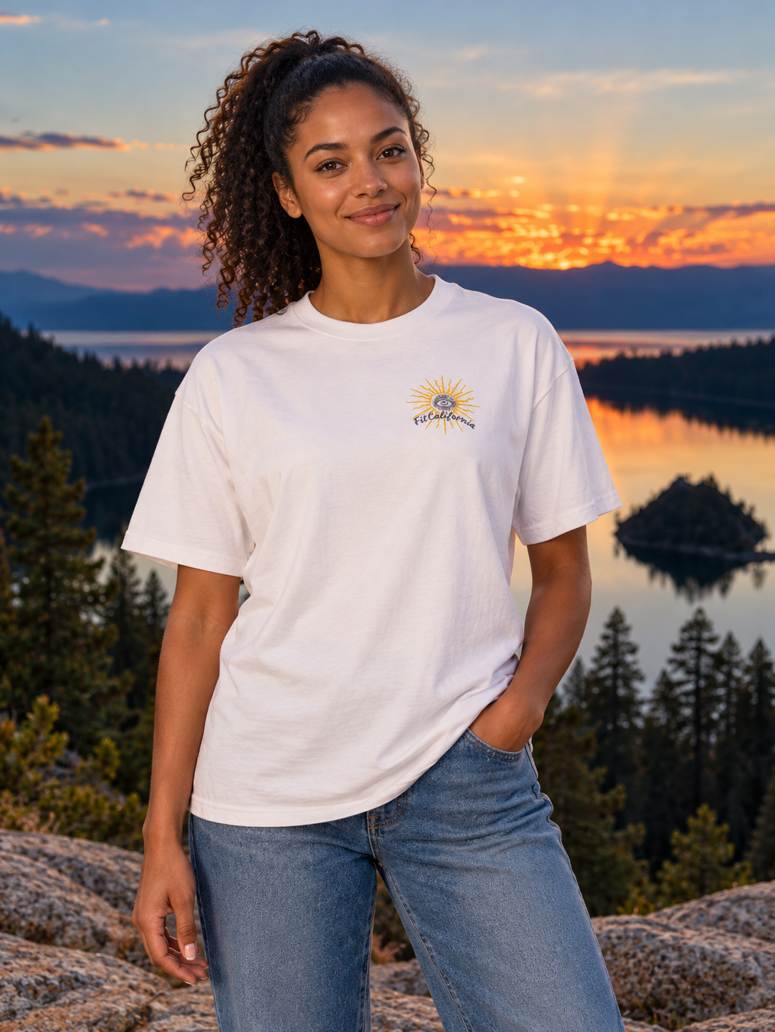 Lake Tahoe Graphic T-Shirt Scenic Sunset